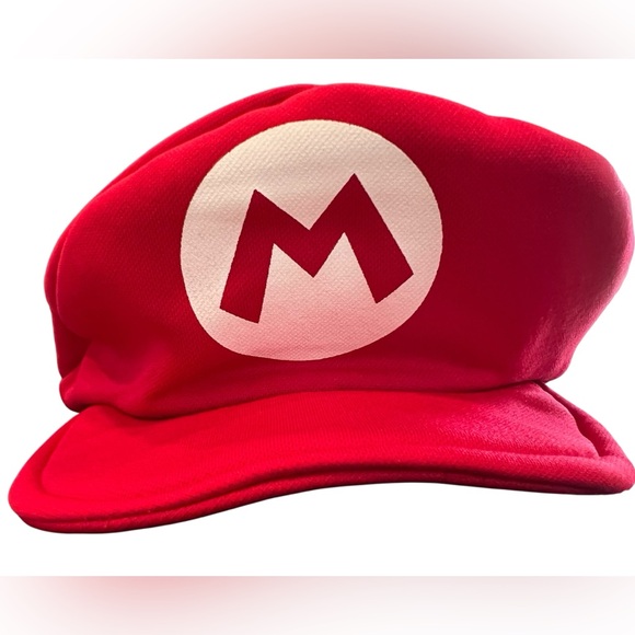 Mario & Luigi Adult Hats 2 Caps Super Mario Brothers Logo Costume Cosplay EUC - Picture 2 of 9